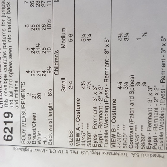 McCall's 6219 Dinosaur costume sewing pattern - Picture 3 of 3